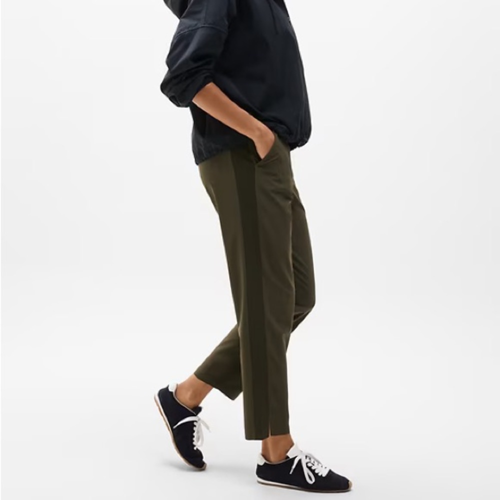 Brooklyn Ankle Pant Olive Green Straight-Leg Athleisure Pant - Picture 3 of 6